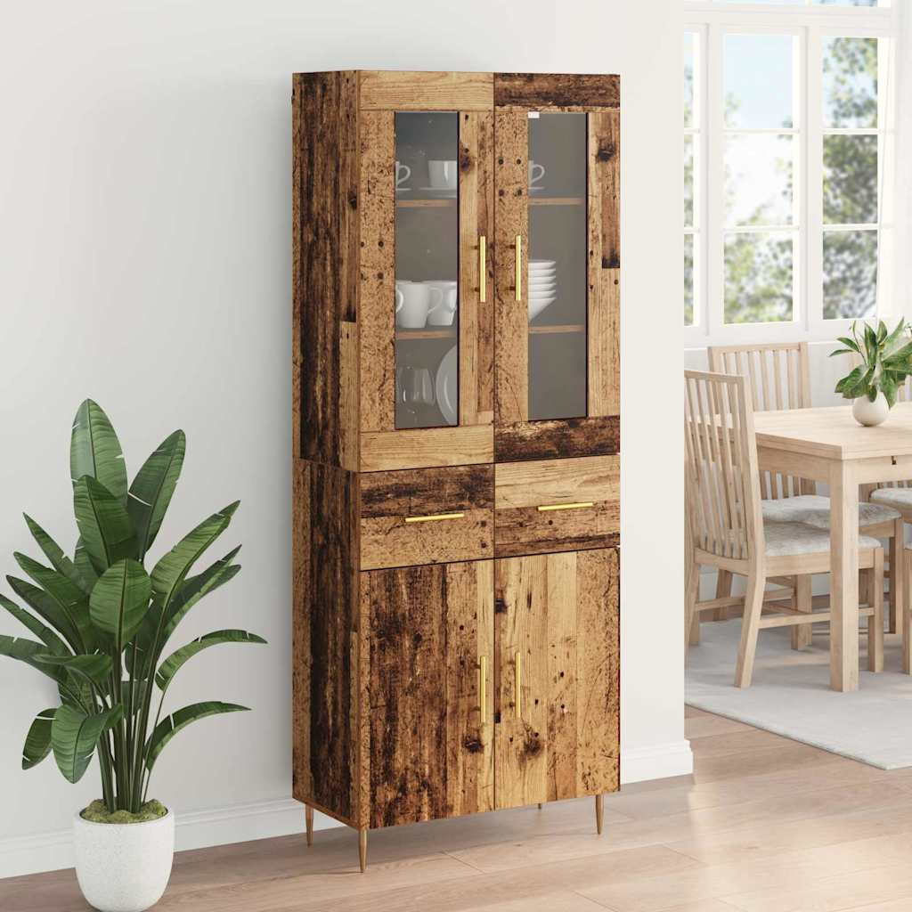 Credenza con cassetto 2 pcs Legno vecchio 69,5 x 34 x 180 cm