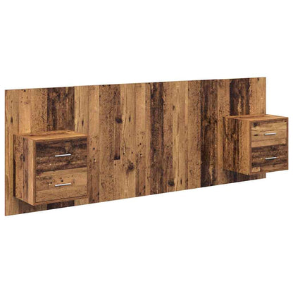 Testata con Comodino 3 pcs Legno vecchio Legno multistrato