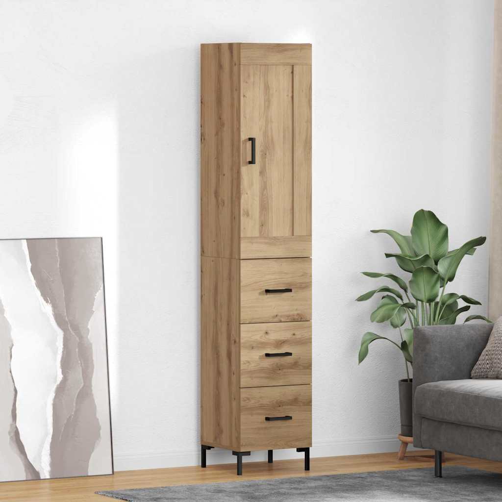 Credenza con cassetto Rovere artigianale 34,5 x 34 x 180 cm