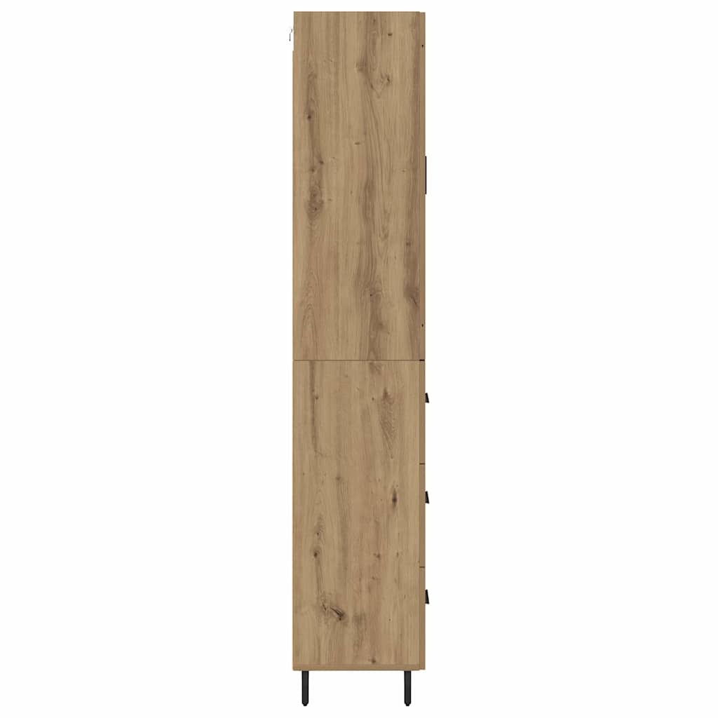Credenza 2 pcs Rovere artigianale Legno Stratificato e Vetro