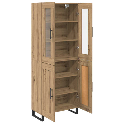 Credenza 2 pcs Rovere artigianale Legno Stratificato e Vetro