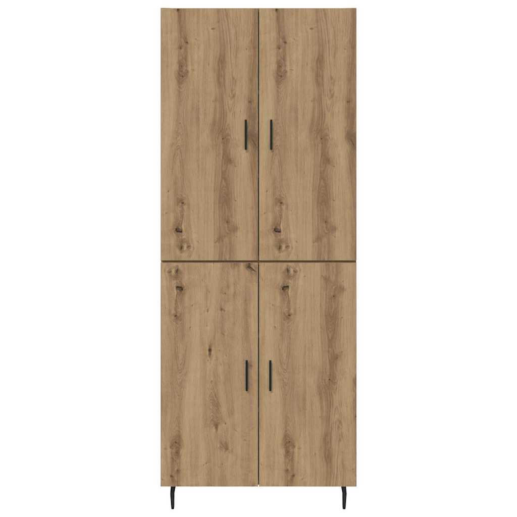 Credenza 2 pcs Rovere artigianale Legno Stratificato e Vetro