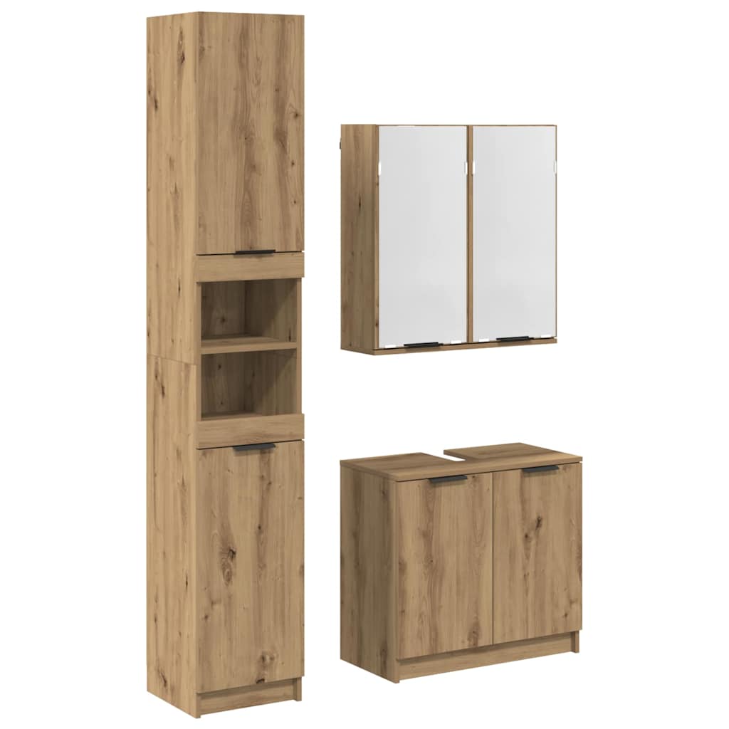Set di Armadi da Bagno 3 pz Rovere artigianale | homemem39
