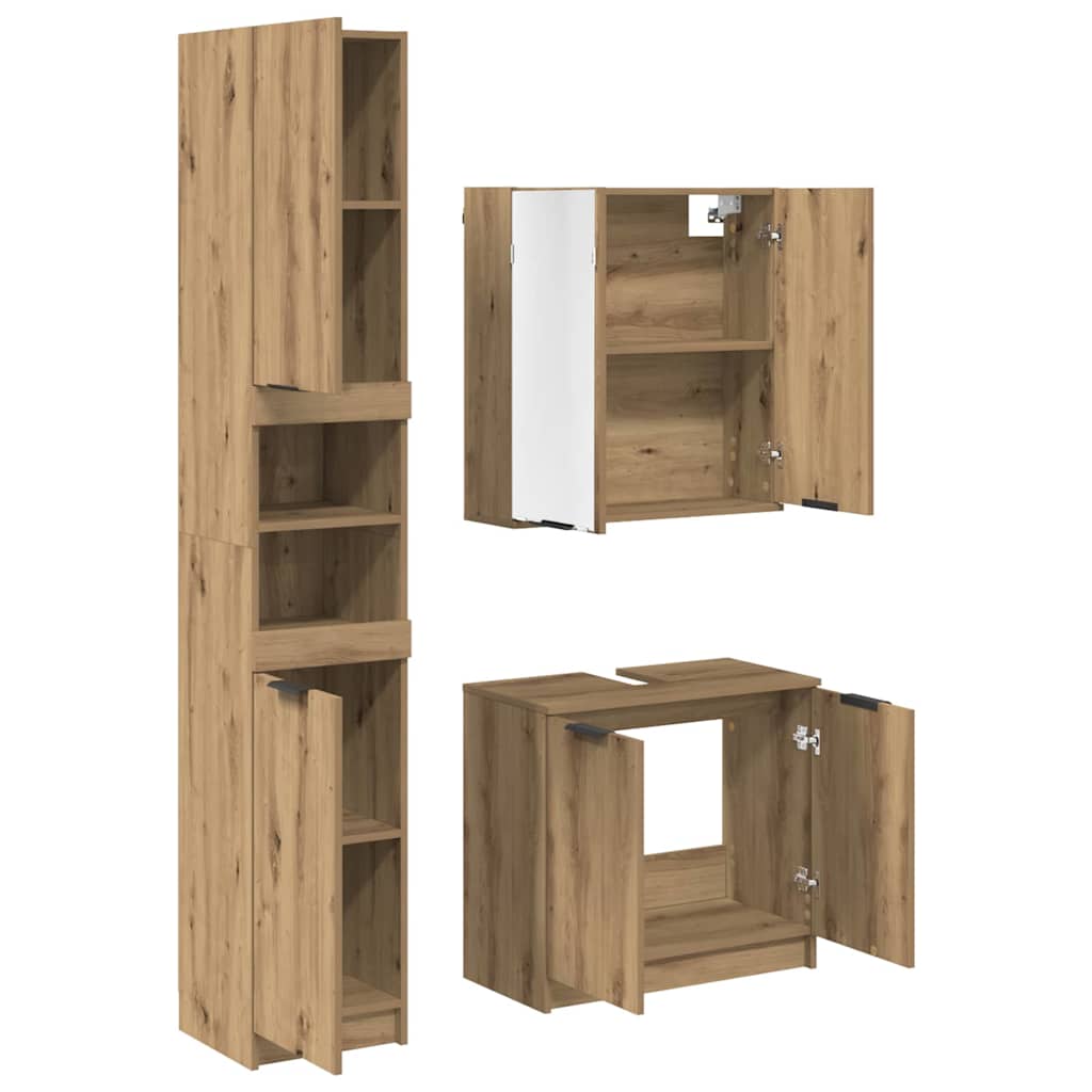Set di Armadi da Bagno 3 pz Rovere artigianale | homemem39