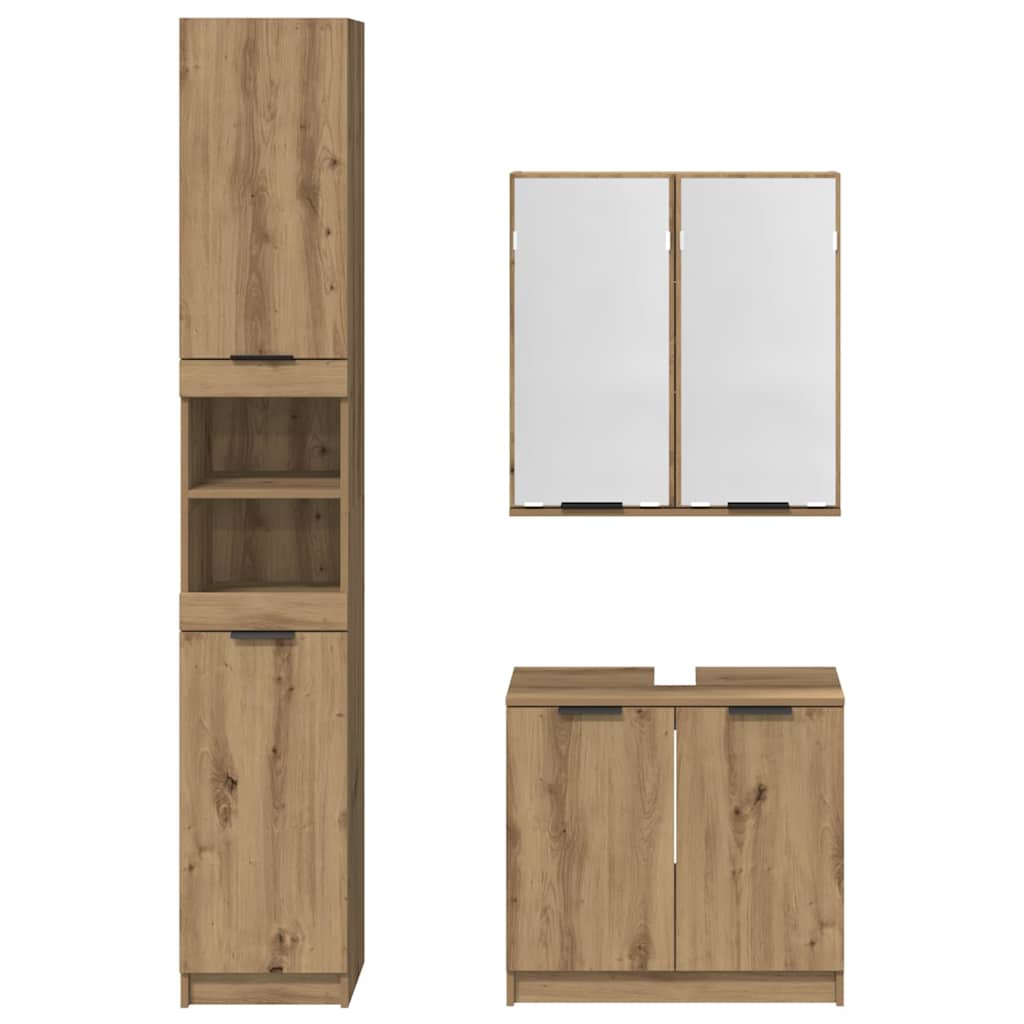 Set di Armadi da Bagno 3 pz Rovere artigianale | homemem39