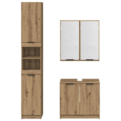 Set di Armadi da Bagno 3 pz Rovere artigianale | homemem39