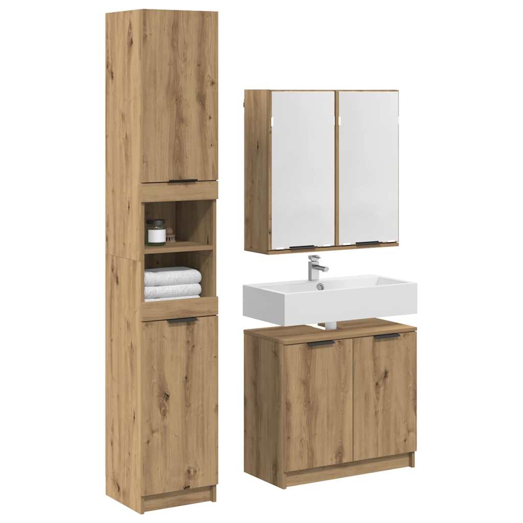 Set di Armadi da Bagno 3 pz Rovere artigianale | homemem39