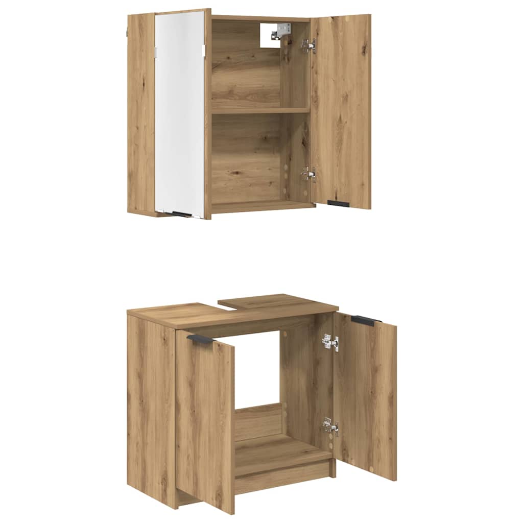 Set di Armadi da Bagno 2 pz Rovere artigianale | homemem39
