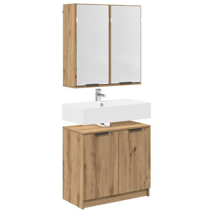 Set di Armadi da Bagno 2 pz Rovere artigianale | homemem39