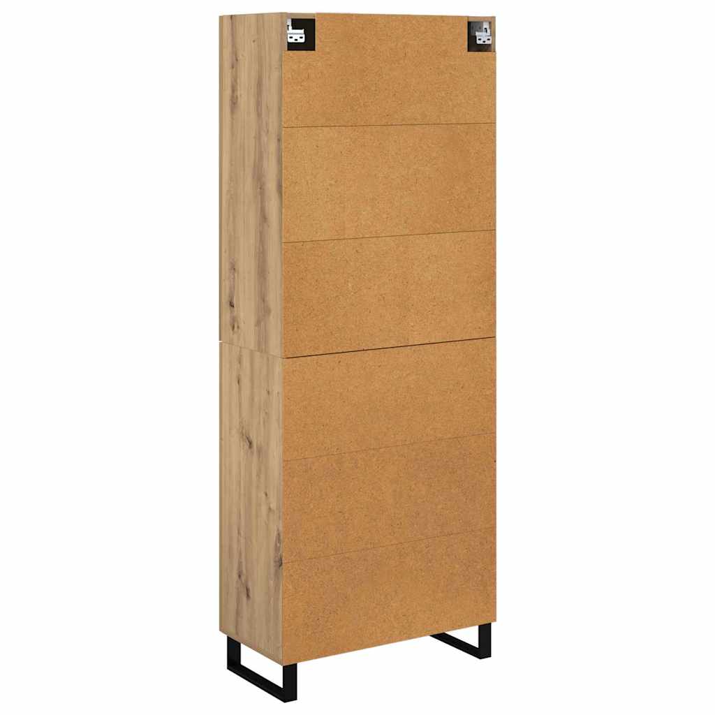 Credenza 2 pcs Rovere artigianale Legno Stratificato e Vetro
