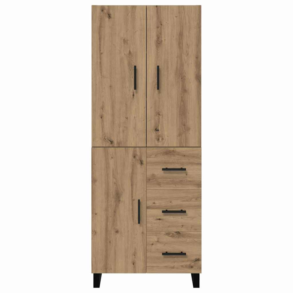 Credenza 2 pcs Rovere artigianale Legno Stratificato e Vetro