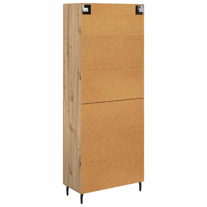 Credenza 2 pcs Rovere artigianale Legno Stratificato e Vetro