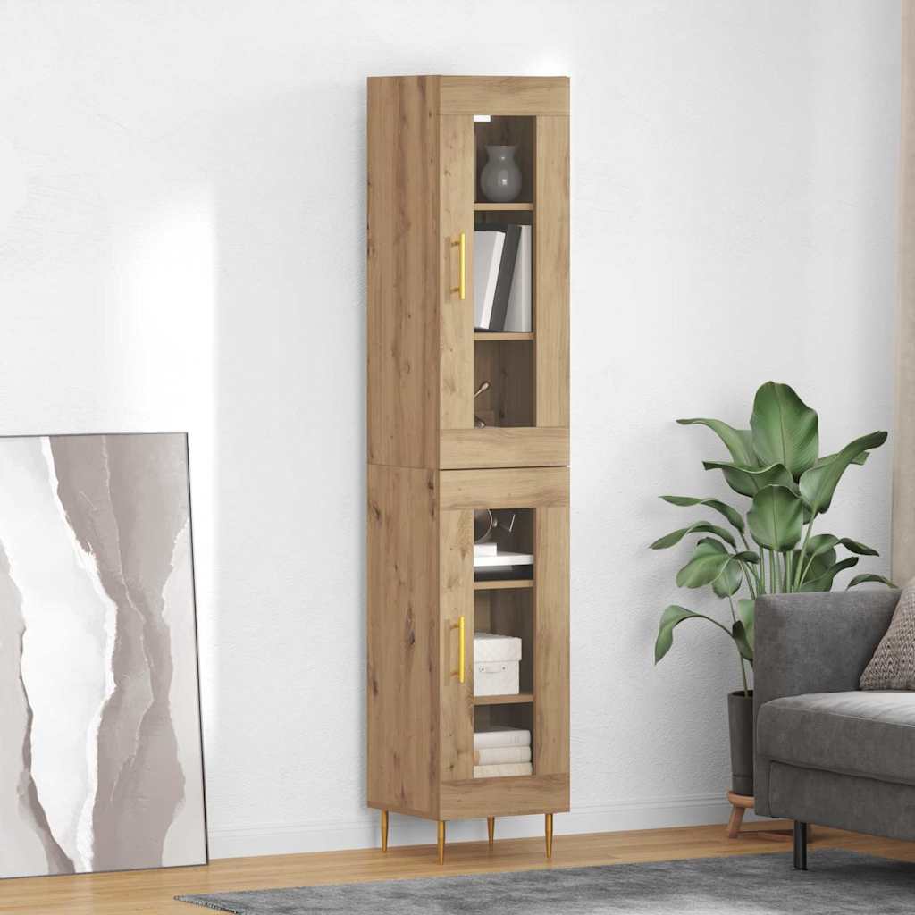 Credenza 2 pcs Rovere artigianale Vetro