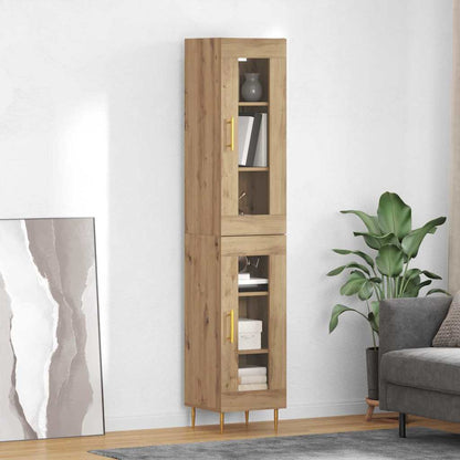Credenza 2 pcs Rovere artigianale Vetro