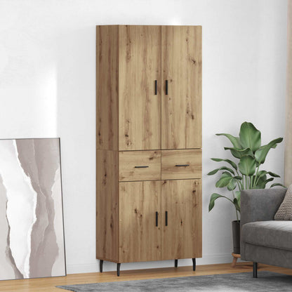 Credenza 2 pcs Rovere artigianale Legno Stratificato e Vetro