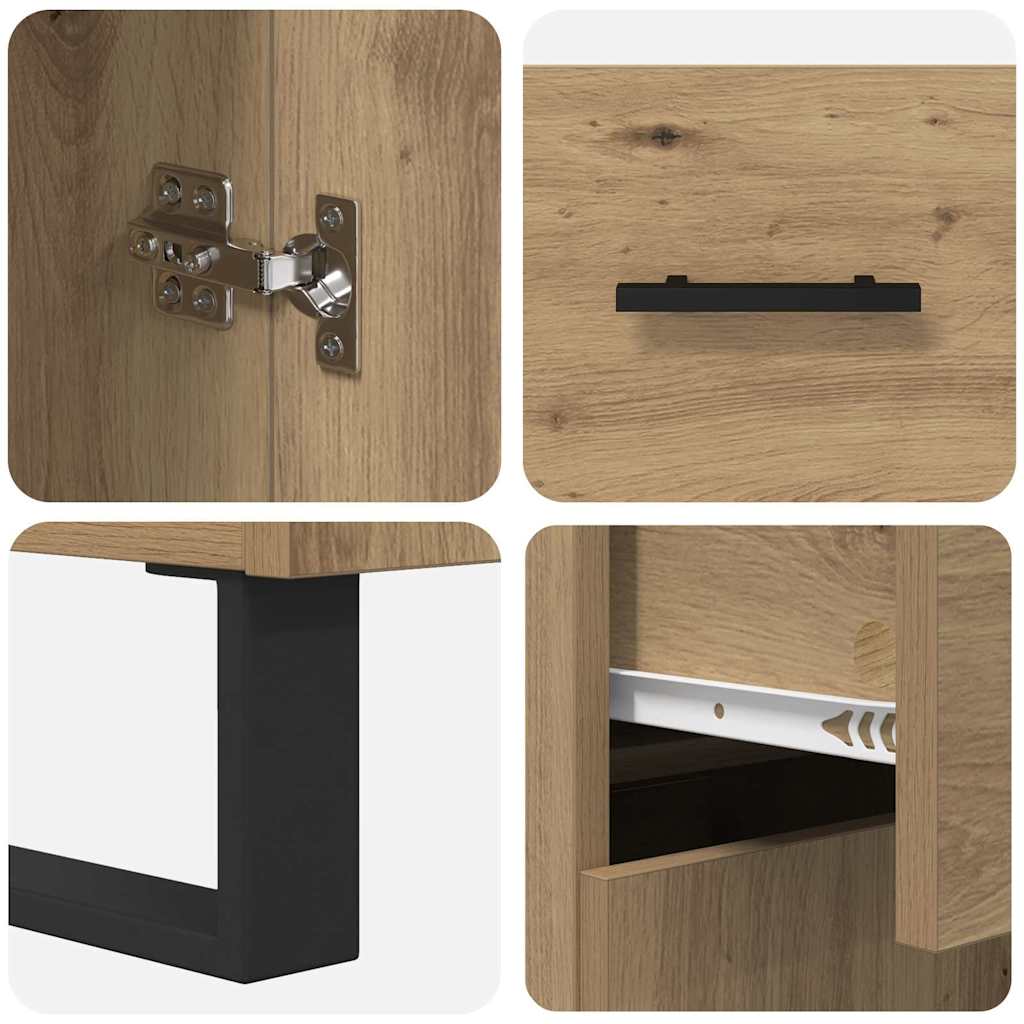 Credenza 2 pcs Rovere artigianale Legno multistrato