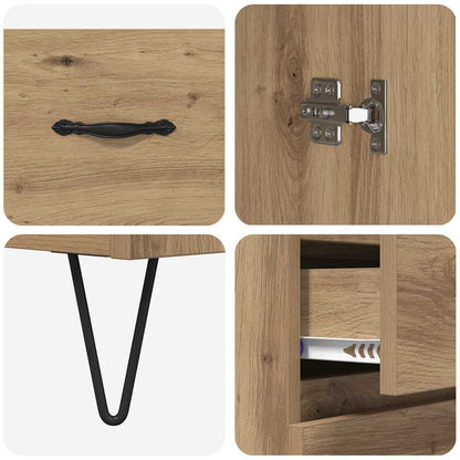 Credenza 2 pcs Rovere artigianale Legno ingegnerizzato e vetro