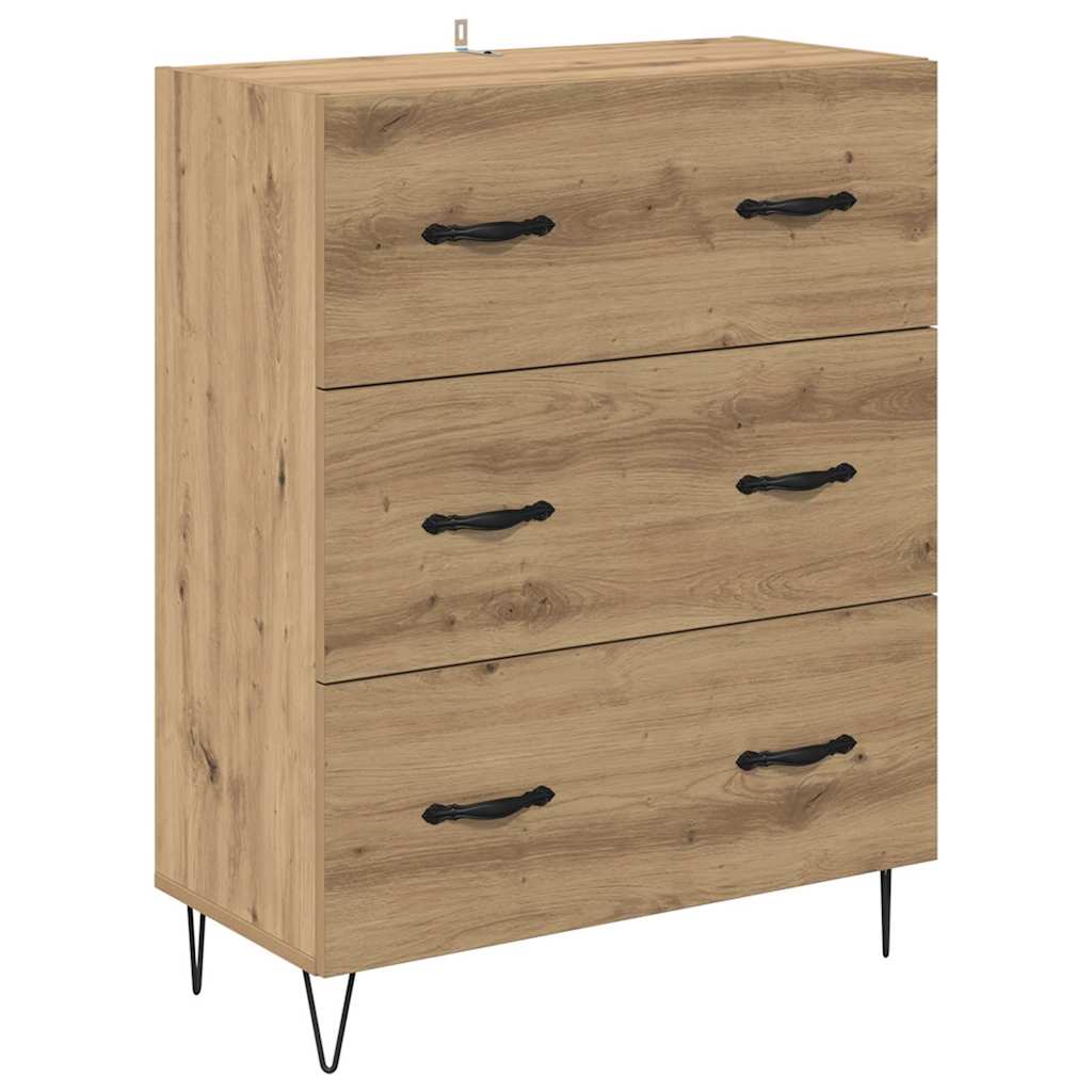 Credenza 2 pcs Rovere artigianale Legno ingegnerizzato e vetro