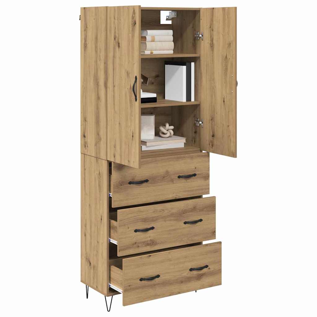 Credenza 2 pcs Rovere artigianale Legno ingegnerizzato e vetro