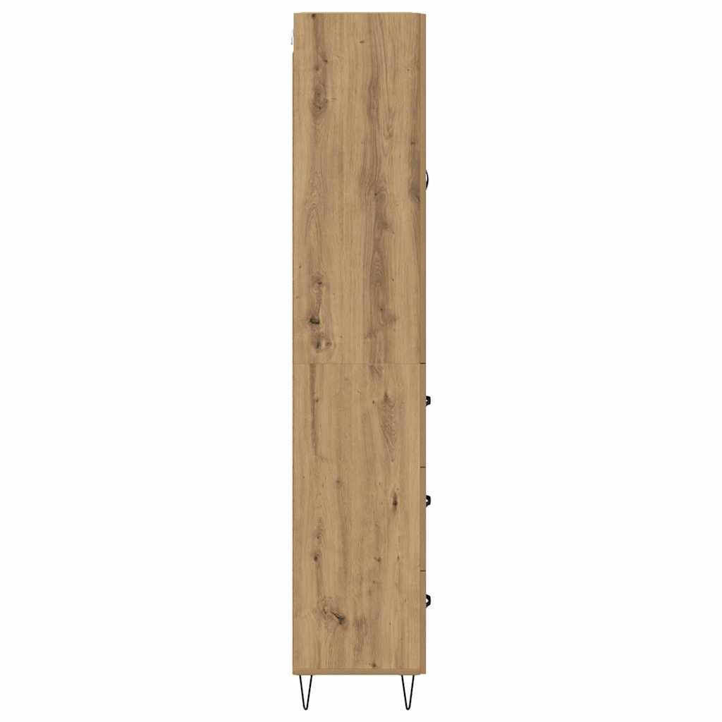 Credenza 2 pcs Rovere artigianale Legno ingegnerizzato e vetro