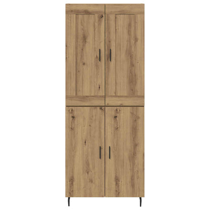 Credenza 2 pcs Rovere artigianale Legno Stratificato e Vetro