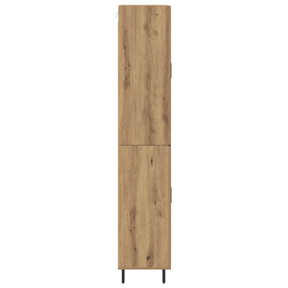 Credenza 2 pcs Rovere artigianale Legno Stratificato e Vetro