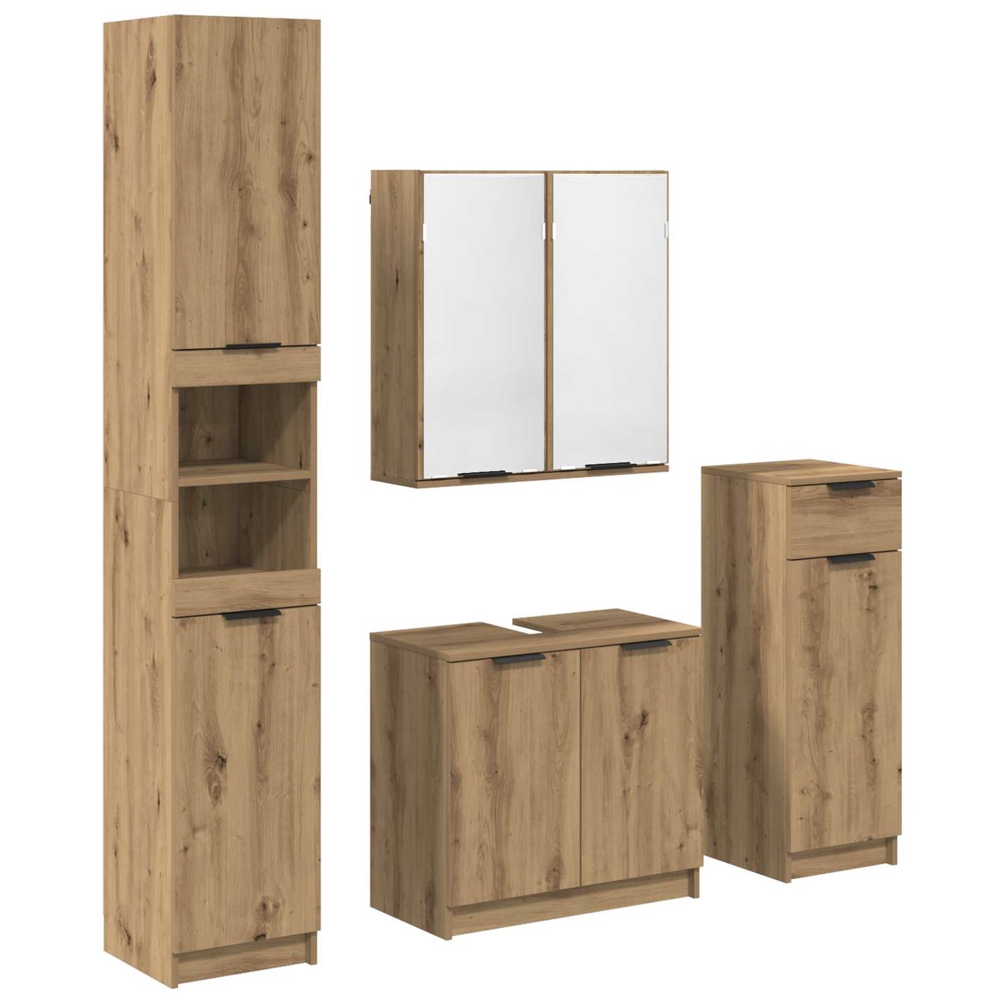 Set di mobili per il bagno con porta 4 pcs Rovere artigianale