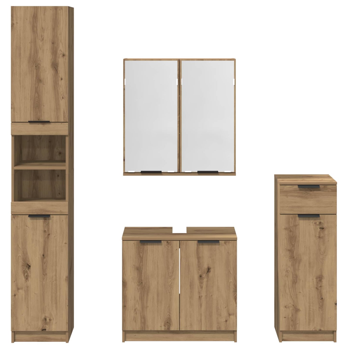 Set di mobili per il bagno 4 pz Rovere artigianale | homemem39