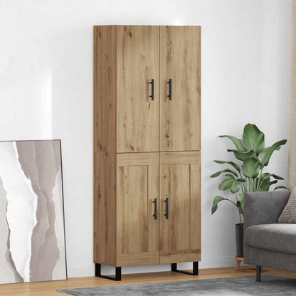 Credenza 2 pcs Rovere artigianale Legno Stratificato e Vetro
