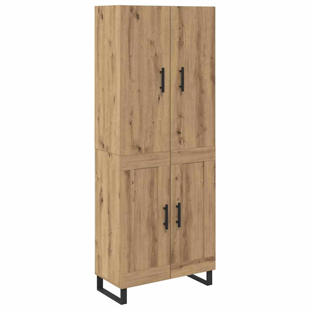 Credenza 2 pcs Rovere artigianale Legno Stratificato e Vetro