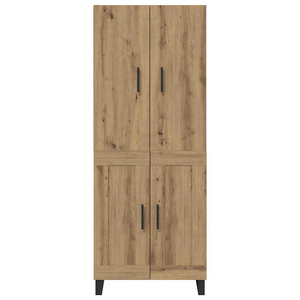 Credenza 2 pcs Rovere artigianale Legno Stratificato e Vetro