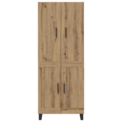 Credenza 2 pcs Rovere artigianale Legno Stratificato e Vetro