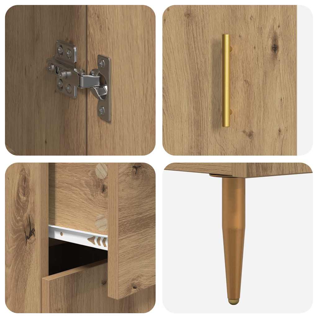 Credenza 2 pcs Rovere artigianale Legno multistrato