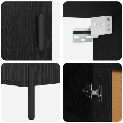 Credenza 2 pcs Rovere Nero Legno multistrato