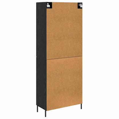 Credenza 2 pcs Rovere Nero Legno multistrato