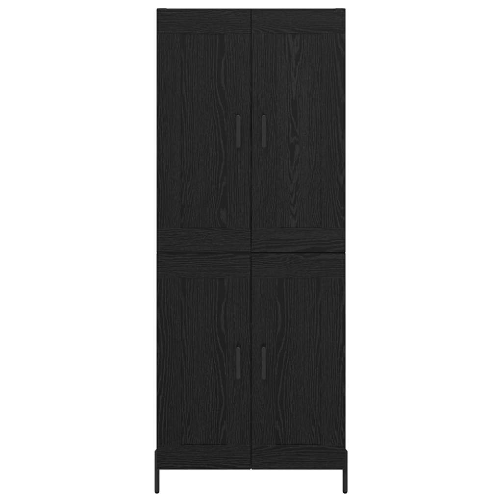 Credenza 2 pcs Rovere Nero Legno multistrato