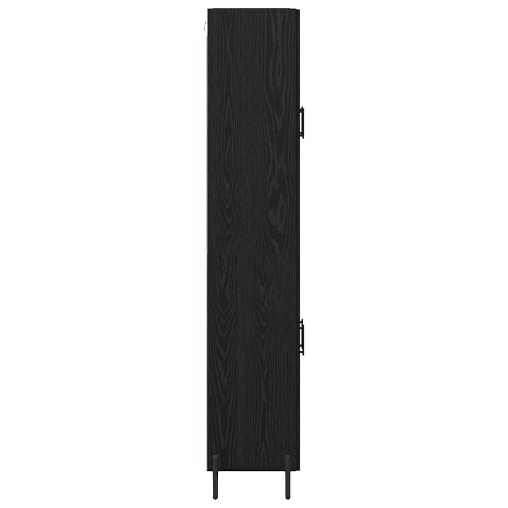 Credenza 2 pcs Rovere Nero Legno multistrato