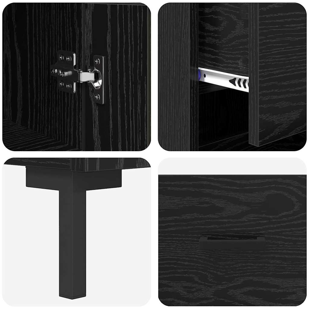 Credenza Rovere Nero 34,5 x 34 x 180 cm Legno multistrato