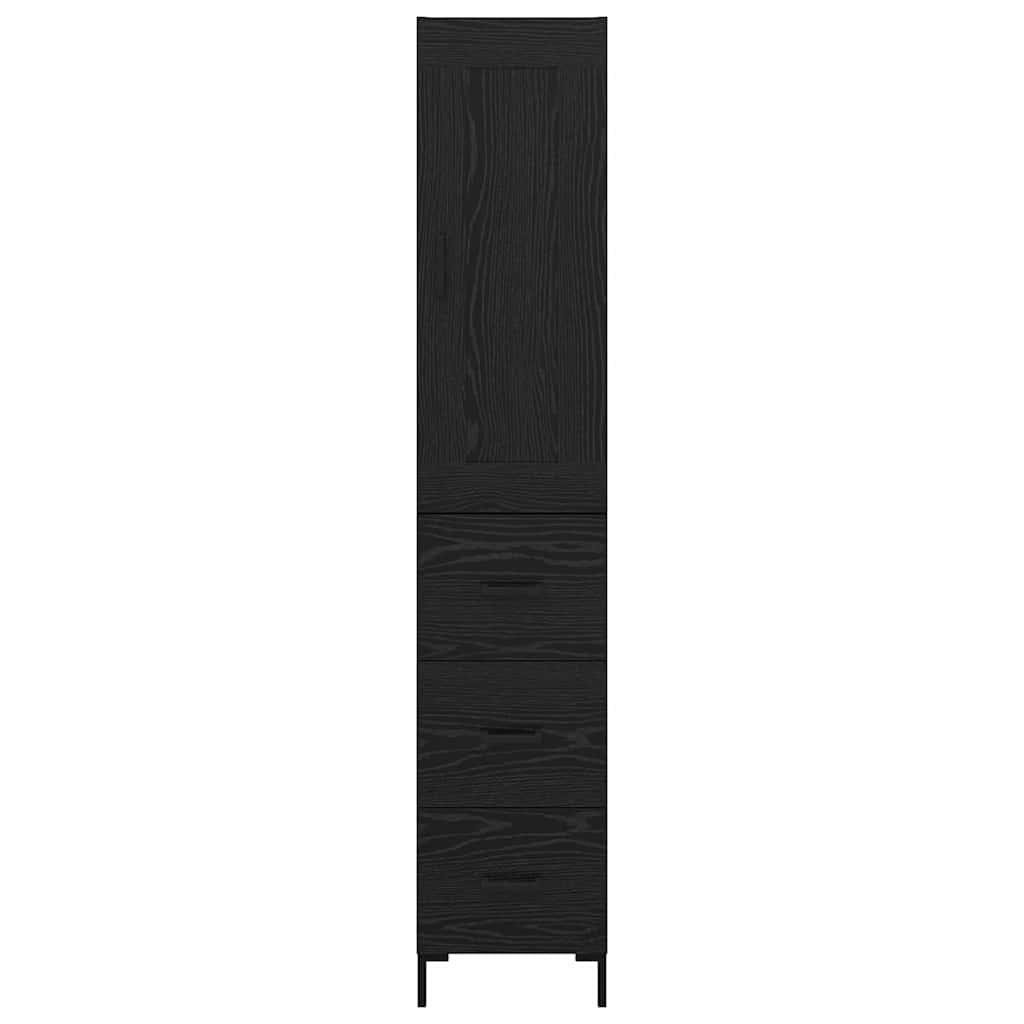 Credenza Rovere Nero 34,5 x 34 x 180 cm Legno multistrato