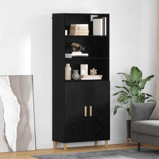 Credenza Rovere Nero 69,5 x 34 x 180 cm Legno multistrato