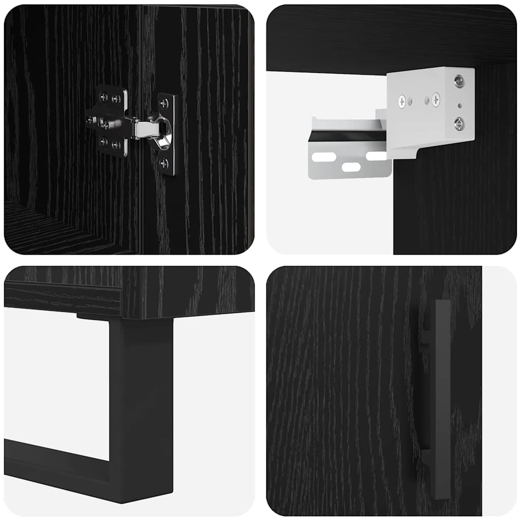 Credenza Rovere Nero 34,5 x 34 x 180 cm Legno multistrato