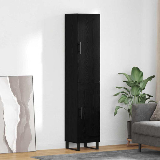 Credenza Rovere Nero 34,5 x 34 x 180 cm Legno multistrato