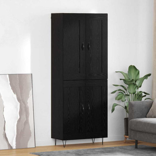 Credenza Rovere Nero 69,5 x 34 x 180 cm Legno multistrato