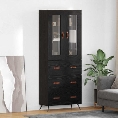 Armadietto alto con ripiano 2 pcs Rovere Nero Legno multistrato