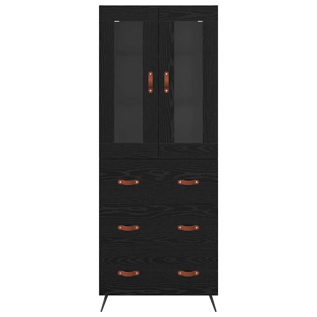 Armadietto alto con ripiano 2 pcs Rovere Nero Legno multistrato