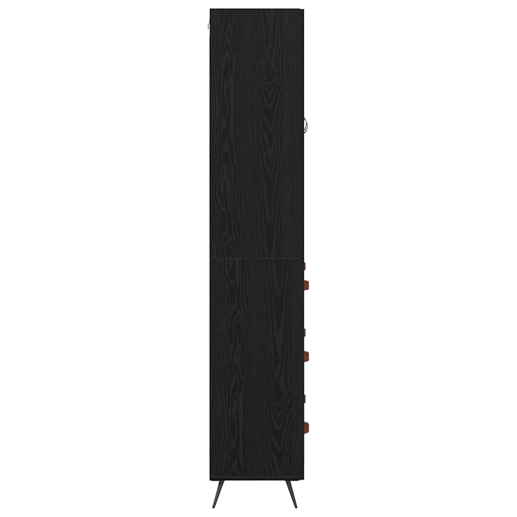 Armadietto alto con ripiano 2 pcs Rovere Nero Legno multistrato