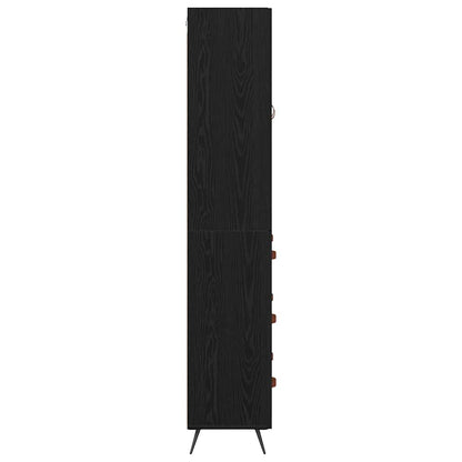 Armadietto alto con ripiano 2 pcs Rovere Nero Legno multistrato