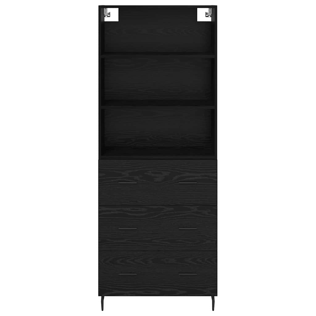 Credenza con cassetto Rovere Nero 69,5 x 34 x 180 cm