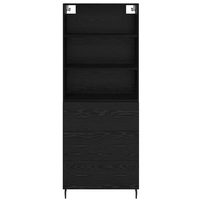Credenza con cassetto Rovere Nero 69,5 x 34 x 180 cm