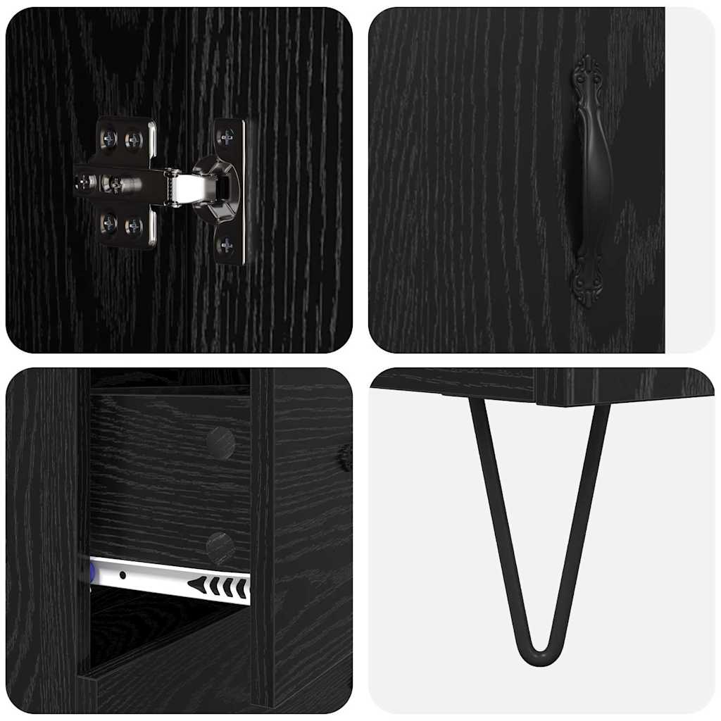 Credenza Rovere Nero 69,5 x 34 x 180 cm Legno multistrato